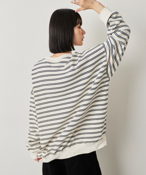 HANNE（アン）の「オーバーサイズボーダーロンTEE（Tシャツ/カットソー・レディース・ネイビー/ホワイト・FREE）」の14枚目の写真