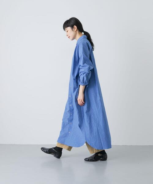 かぐれ(カグレ)の「ワイドシャツワンピース(ワンピース・レディース・ライトベージュ/ブルー・FREE)」の3枚目の写真