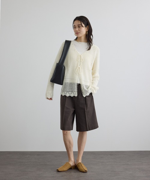 SALON adam et rope'（サロン アダム エ ロペ）の「クロシェニットカーディガン（カーディガン/ボレロ・レディース・ブラウン系その他2/オフホワイト・FREE）」の3枚目の写真