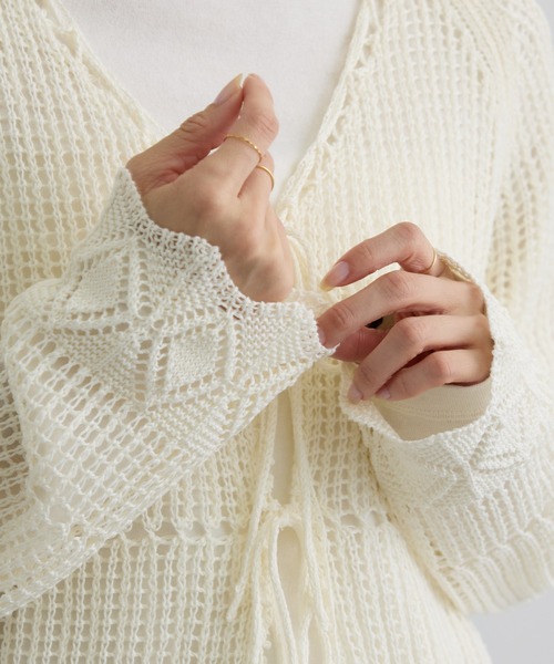 SALON adam et rope'（サロン アダム エ ロペ）の「クロシェニットカーディガン（カーディガン/ボレロ・レディース・ブラウン系その他2/オフホワイト・FREE）」の8枚目の写真