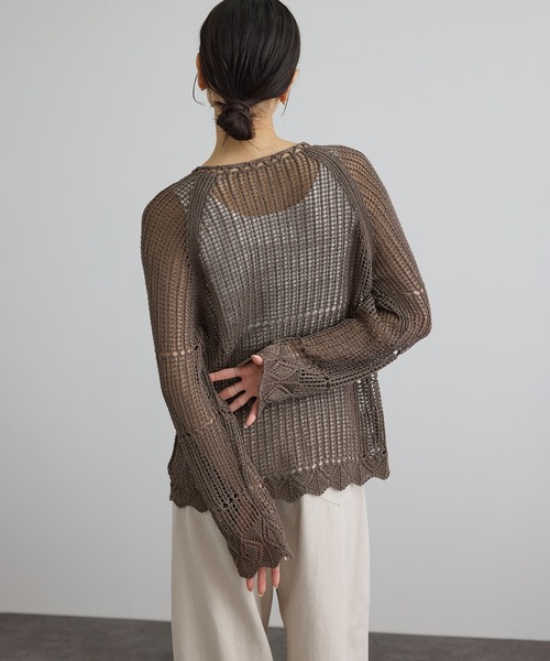 SALON adam et rope'（サロン アダム エ ロペ）の「クロシェニットカーディガン（カーディガン/ボレロ・レディース・ブラウン系その他2/オフホワイト・FREE）」の10枚目の写真