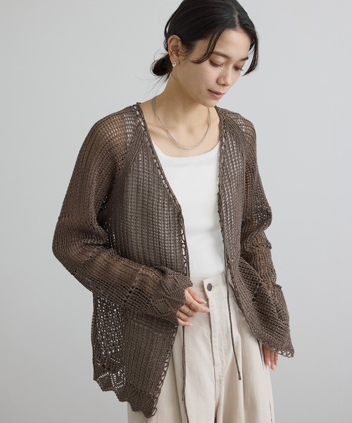 SALON adam et rope'（サロン アダム エ ロペ）の「クロシェニットカーディガン（カーディガン/ボレロ・レディース・ブラウン系その他2/オフホワイト・FREE）」の11枚目の写真