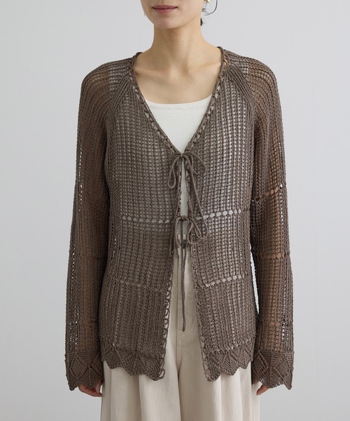 SALON adam et rope'（サロン アダム エ ロペ）の「クロシェニットカーディガン（カーディガン/ボレロ・レディース・ブラウン系その他2/オフホワイト・FREE）」の12枚目の写真