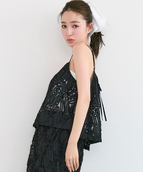 Tiny EDEN(タイニーエデン)の「【八木アリサ・上西星来 着用】シアーレースキャミソール(2WAY・セットアップ対応)(キャミソール・レディース・ブラック/アイボリー・FREE)」の10枚目の写真