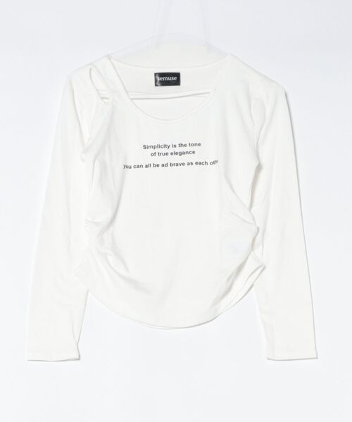 semuse（セミューズ）の「ロゴプリントカットアウトロンT（Tシャツ/カットソー・レディース・グレー/ブラック/ホワイト・FREE）」の7枚目の写真