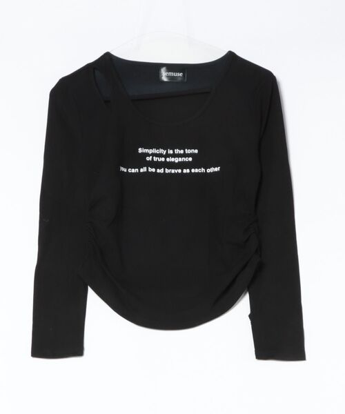 semuse（セミューズ）の「ロゴプリントカットアウトロンT（Tシャツ/カットソー・レディース・グレー/ブラック/ホワイト・FREE）」の5枚目の写真
