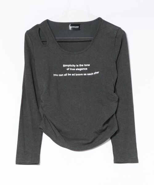 semuse（セミューズ）の「ロゴプリントカットアウトロンT（Tシャツ/カットソー・レディース・グレー/ブラック/ホワイト・FREE）」の6枚目の写真