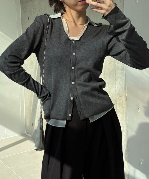 CAPRICIEUX LE'MAGE（カプリシューレマージュ）の「【サスティナブル】〈C.L〉シアーレイヤードリブロンT（Tシャツ/カットソー・レディース・ベージュ/グレー・FREE）」の3枚目の写真