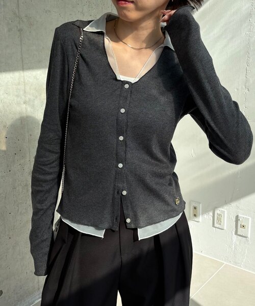 CAPRICIEUX LE'MAGE（カプリシューレマージュ）の「【サスティナブル】〈C.L〉シアーレイヤードリブロンT（Tシャツ/カットソー・レディース・ベージュ/グレー・FREE）」の4枚目の写真