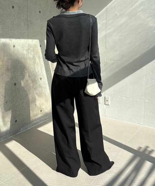 CAPRICIEUX LE'MAGE（カプリシューレマージュ）の「【サスティナブル】〈C.L〉シアーレイヤードリブロンT（Tシャツ/カットソー・レディース・ベージュ/グレー・FREE）」の6枚目の写真