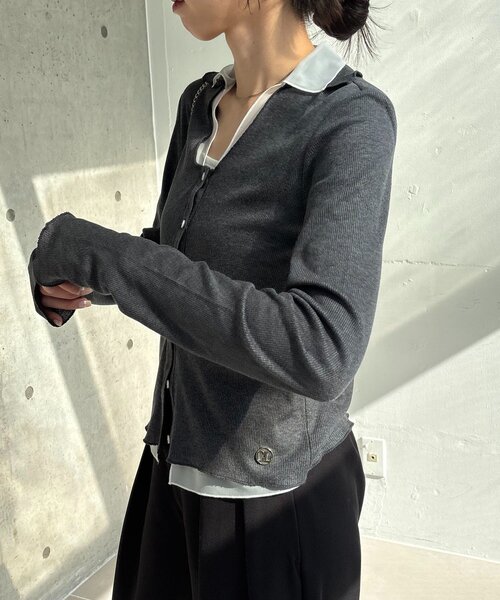 CAPRICIEUX LE'MAGE（カプリシューレマージュ）の「【サスティナブル】〈C.L〉シアーレイヤードリブロンT（Tシャツ/カットソー・レディース・ベージュ/グレー・FREE）」の7枚目の写真