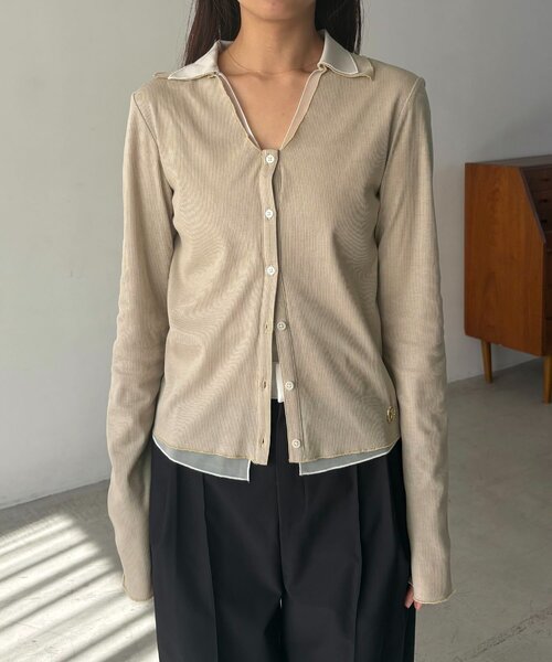 CAPRICIEUX LE'MAGE（カプリシューレマージュ）の「【サスティナブル】〈C.L〉シアーレイヤードリブロンT（Tシャツ/カットソー・レディース・ベージュ/グレー・FREE）」の12枚目の写真