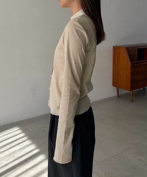 CAPRICIEUX LE'MAGE（カプリシューレマージュ）の「【サスティナブル】〈C.L〉シアーレイヤードリブロンT（Tシャツ/カットソー・レディース・ベージュ/グレー・FREE）」の13枚目の写真