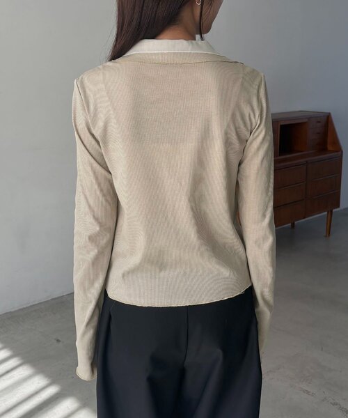 CAPRICIEUX LE'MAGE（カプリシューレマージュ）の「【サスティナブル】〈C.L〉シアーレイヤードリブロンT（Tシャツ/カットソー・レディース・ベージュ/グレー・FREE）」の14枚目の写真