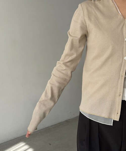 CAPRICIEUX LE'MAGE（カプリシューレマージュ）の「【サスティナブル】〈C.L〉シアーレイヤードリブロンT（Tシャツ/カットソー・レディース・ベージュ/グレー・FREE）」の16枚目の写真