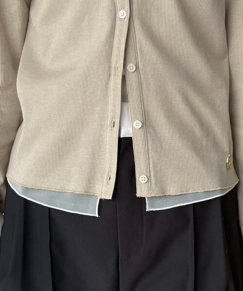 CAPRICIEUX LE'MAGE（カプリシューレマージュ）の「【サスティナブル】〈C.L〉シアーレイヤードリブロンT（Tシャツ/カットソー・レディース・ベージュ/グレー・FREE）」の17枚目の写真