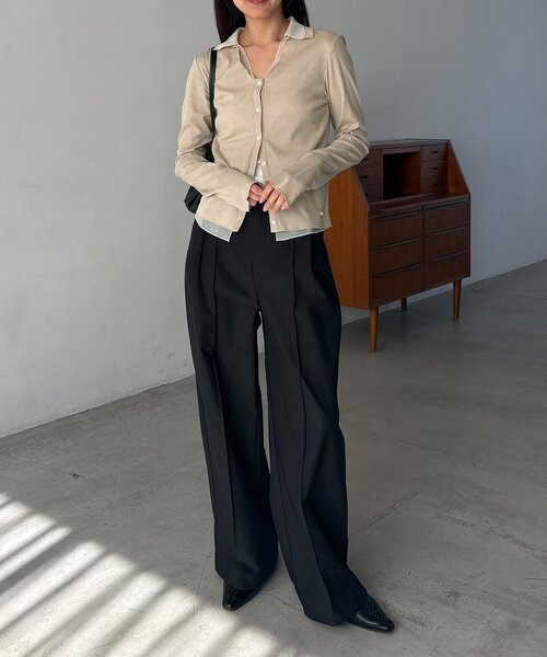 CAPRICIEUX LE'MAGE（カプリシューレマージュ）の「【サスティナブル】〈C.L〉シアーレイヤードリブロンT（Tシャツ/カットソー・レディース・ベージュ/グレー・FREE）」の21枚目の写真