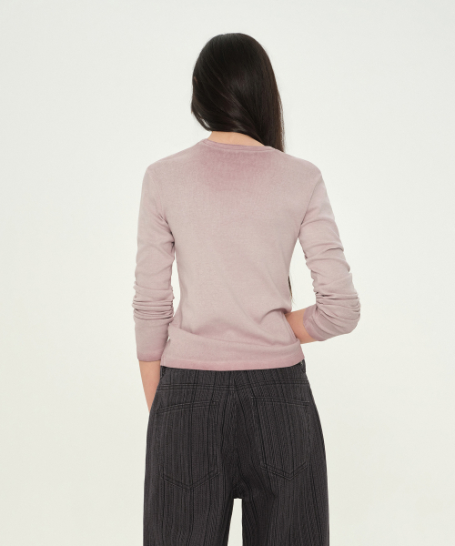 MUSINSA STANDARD WOMAN（ムシンサスタンダードウーマン）の「ウィメンズダーティダイドスリムクルーネック長袖Tシャツ[スモークピンク]（Tシャツ/カットソー・レディース・その他・X-SMALL/SMALL/MEDIUM/LARGE）」の3枚目の写真