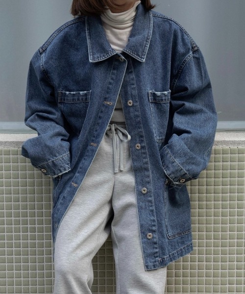 lawgy(ラウジー)の「mixed pocket denim jacket / ミクストポケットデニムジャケット(デニムジャケット・レディース・ブルー/ライトブルー・FREE)」の1枚目の写真