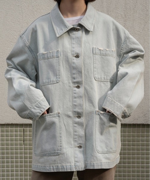 lawgy(ラウジー)の「mixed pocket denim jacket / ミクストポケットデニムジャケット(デニムジャケット・レディース・ブルー/ライトブルー・FREE)」の2枚目の写真