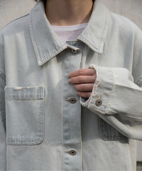 lawgy(ラウジー)の「mixed pocket denim jacket / ミクストポケットデニムジャケット(デニムジャケット・レディース・ブルー/ライトブルー・FREE)」の7枚目の写真