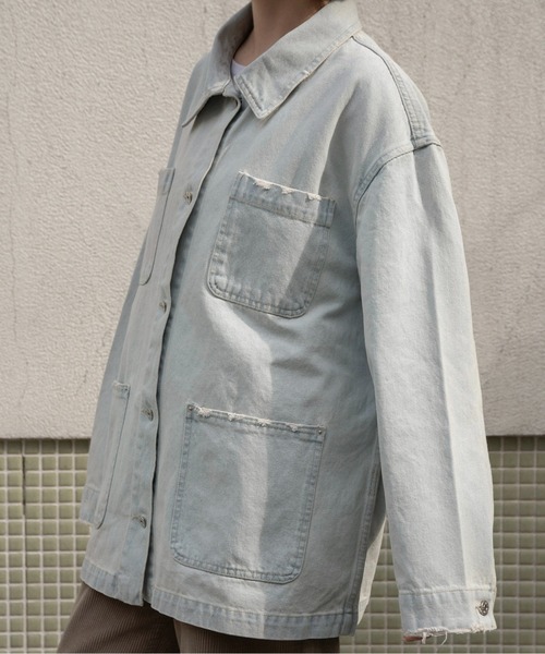 lawgy(ラウジー)の「mixed pocket denim jacket / ミクストポケットデニムジャケット(デニムジャケット・レディース・ブルー/ライトブルー・FREE)」の6枚目の写真
