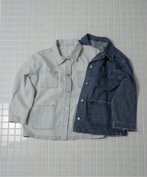 lawgy(ラウジー)の「mixed pocket denim jacket / ミクストポケットデニムジャケット(デニムジャケット・レディース・ブルー/ライトブルー・FREE)」の4枚目の写真
