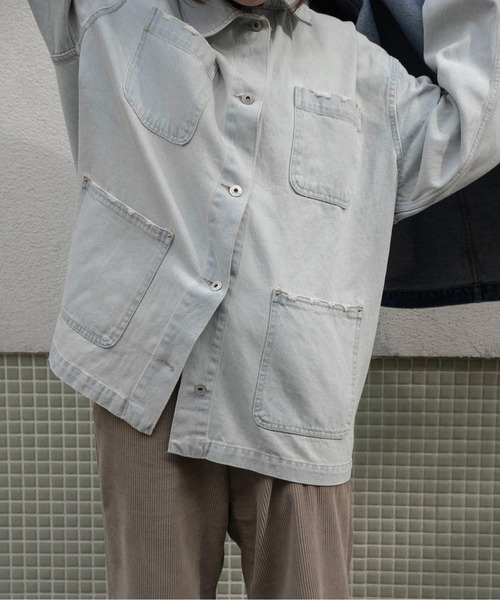 lawgy(ラウジー)の「mixed pocket denim jacket / ミクストポケットデニムジャケット(デニムジャケット・レディース・ブルー/ライトブルー・FREE)」の8枚目の写真