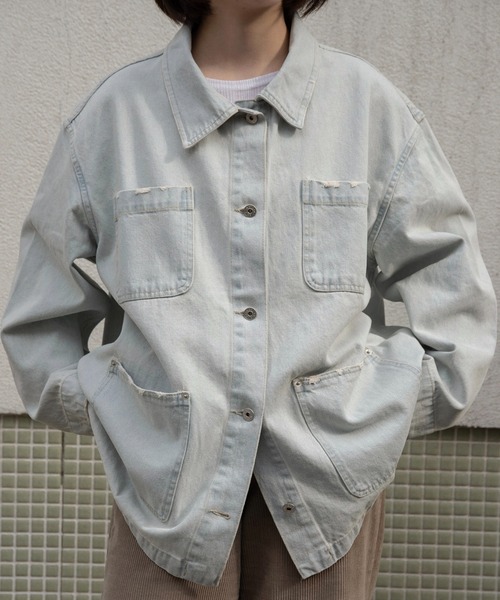 lawgy(ラウジー)の「mixed pocket denim jacket / ミクストポケットデニムジャケット(デニムジャケット・レディース・ブルー/ライトブルー・FREE)」の5枚目の写真