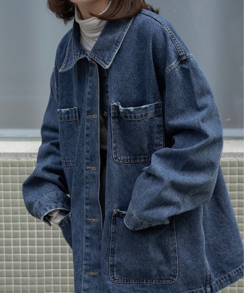 lawgy(ラウジー)の「mixed pocket denim jacket / ミクストポケットデニムジャケット(デニムジャケット・レディース・ブルー/ライトブルー・FREE)」の14枚目の写真