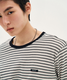 PROCESS（プロセス）の「Stripe Short-Sleeve Ringer Tee - Black（Tシャツ/カットソー）」