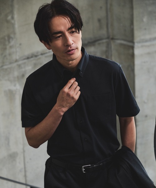 JUN STANDARD PICKS(ジュンスタンダードピックス)の「イタリアンカラー半袖シャツ(ビジネスシャツ・メンズ・ホワイト/サックスブルー/ブラック・S/M/L/LL)」の2枚目の写真