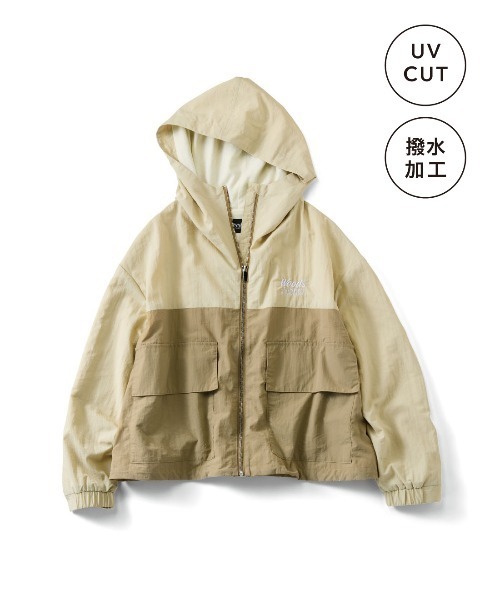 IEDIT(イディット)の「IEDIT WOODSコラボ カットソー裏地付きで長く楽しめる 撥水(はっすい)バイカラーマウンテンパーカー〈アイボリー×ベージュ〉(マウンテンパーカー・レディース・ベージュ系その他・S/M/L/4L/3L/LL)」の7枚目の写真