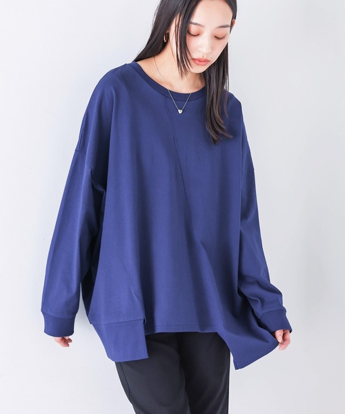 n'OrLABEL(ノアールレーベル)の「アシメ切替ランダムヘムカットソー(Tシャツ/カットソー・レディース・ブラック/オフホワイト/ブルー・FREE)」の15枚目の写真