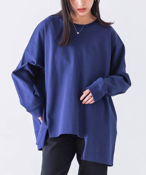 n'OrLABEL(ノアールレーベル)の「アシメ切替ランダムヘムカットソー(Tシャツ/カットソー・レディース・ブラック/オフホワイト/ブルー・FREE)」の20枚目の写真