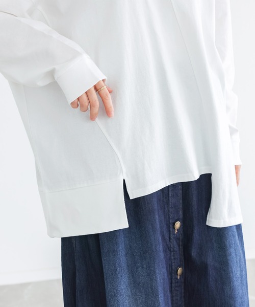 n'OrLABEL(ノアールレーベル)の「アシメ切替ランダムヘムカットソー(Tシャツ/カットソー・レディース・ブラック/オフホワイト/ブルー・FREE)」の6枚目の写真