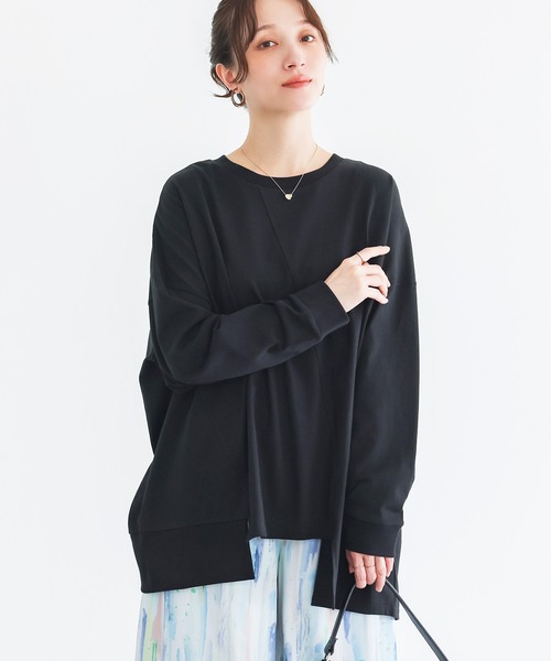 n'OrLABEL(ノアールレーベル)の「アシメ切替ランダムヘムカットソー(Tシャツ/カットソー・レディース・ブラック/オフホワイト/ブルー・FREE)」の10枚目の写真