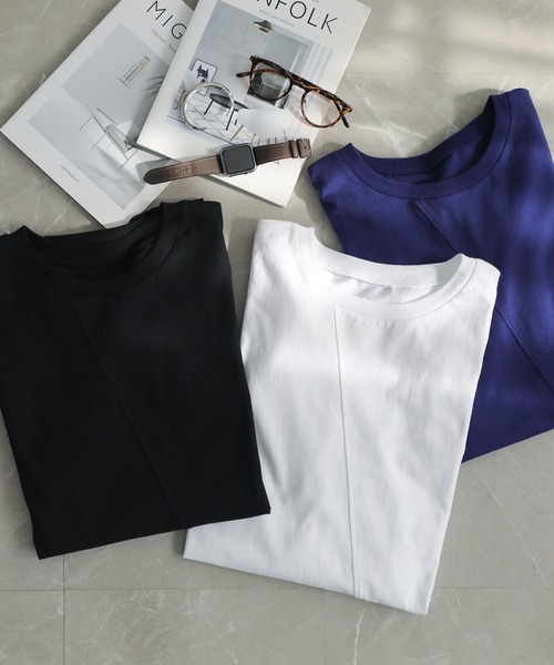 n'OrLABEL(ノアールレーベル)の「アシメ切替ランダムヘムカットソー(Tシャツ/カットソー・レディース・ブラック/オフホワイト/ブルー・FREE)」の4枚目の写真
