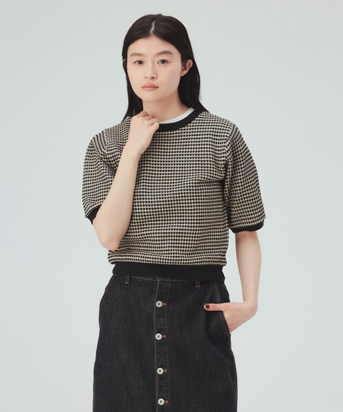 BEAMS HEART(ビームスハート)の「ハニカム ジャカード プルオーバー(Tシャツ/カットソー・レディース・ブラウン/ブルー/ブラック・FREE)」の2枚目の写真