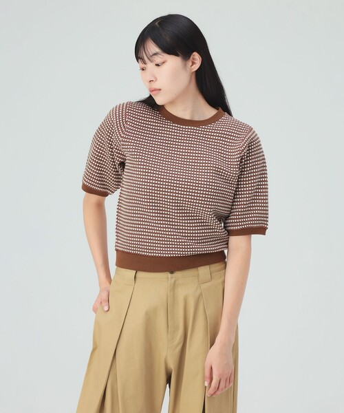 BEAMS HEART(ビームスハート)の「ハニカム ジャカード プルオーバー(Tシャツ/カットソー・レディース・ブラウン/ブルー/ブラック・FREE)」の5枚目の写真