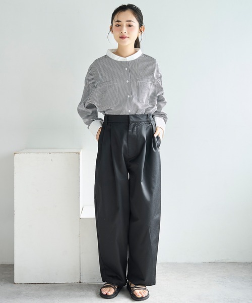 mil（ミル）の「バレルレッグ チノパンツ【586140】（チノパンツ・レディース・ブラック/ベージュ/ライトベージュ/チャコールグレー・S-Short/S-Regular/M-Short/M-Regular/FREE）」の19枚目の写真