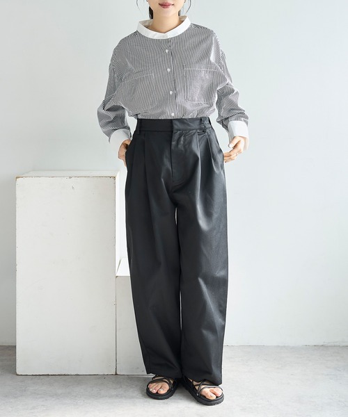 mil（ミル）の「バレルレッグ チノパンツ【586140】（チノパンツ・レディース・ブラック/ベージュ/ライトベージュ/チャコールグレー・S-Short/S-Regular/M-Short/M-Regular/FREE）」の22枚目の写真