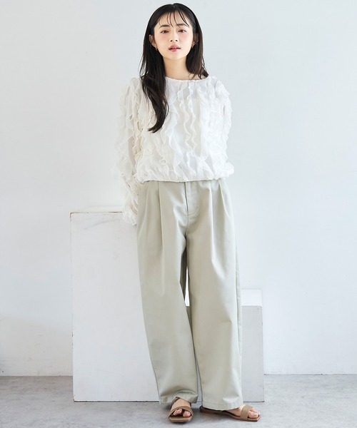 mil（ミル）の「バレルレッグ チノパンツ【586140】（チノパンツ・レディース・ブラック/ベージュ/ライトベージュ/チャコールグレー・S-Short/S-Regular/M-Short/M-Regular/FREE）」の7枚目の写真