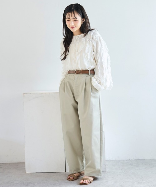 mil（ミル）の「バレルレッグ チノパンツ【586140】（チノパンツ・レディース・ブラック/ベージュ/ライトベージュ/チャコールグレー・S-Short/S-Regular/M-Short/M-Regular/FREE）」の10枚目の写真
