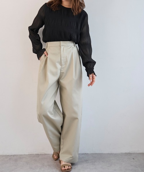 mil（ミル）の「バレルレッグ チノパンツ【586140】（チノパンツ・レディース・ブラック/ベージュ/ライトベージュ/チャコールグレー・S-Short/S-Regular/M-Short/M-Regular/FREE）」の18枚目の写真