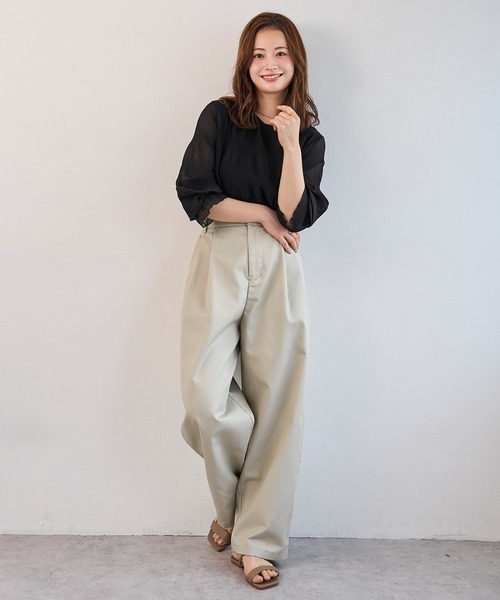mil（ミル）の「バレルレッグ チノパンツ【586140】（チノパンツ・レディース・ブラック/ベージュ/ライトベージュ/チャコールグレー・S-Short/S-Regular/M-Short/M-Regular/FREE）」の14枚目の写真