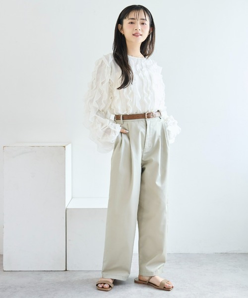 mil（ミル）の「バレルレッグ チノパンツ【586140】（チノパンツ・レディース・ブラック/ベージュ/ライトベージュ/チャコールグレー・S-Short/S-Regular/M-Short/M-Regular/FREE）」の9枚目の写真