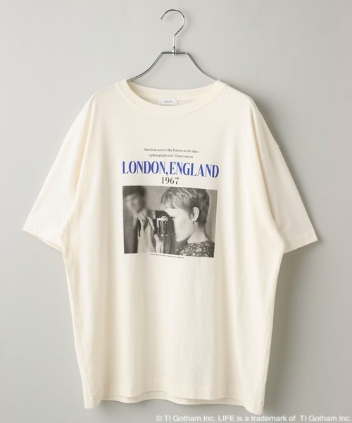 A part by（アパートバイ）の「MiaFarrow_S/STEE_5分袖（Tシャツ/カットソー・レディース・ブルー/オフホワイト・FREE）」の2枚目の写真