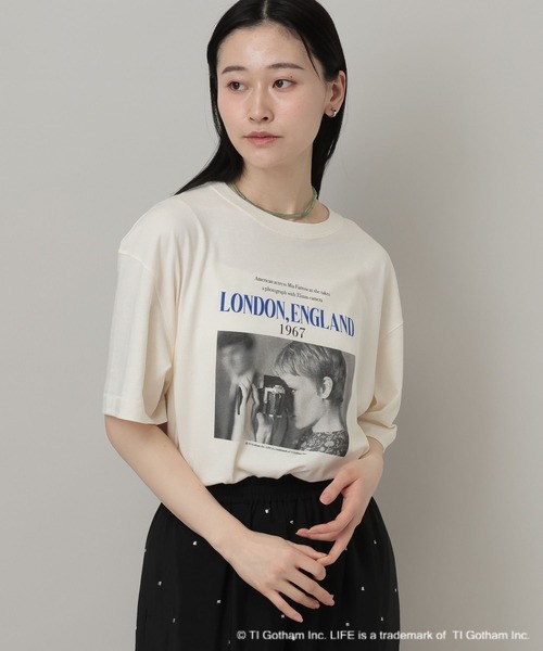 A part by（アパートバイ）の「MiaFarrow_S/STEE_5分袖（Tシャツ/カットソー・レディース・ブルー/オフホワイト・FREE）」の4枚目の写真