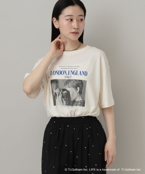 A part by（アパートバイ）の「MiaFarrow_S/STEE_5分袖（Tシャツ/カットソー・レディース・ブルー/オフホワイト・FREE）」の5枚目の写真
